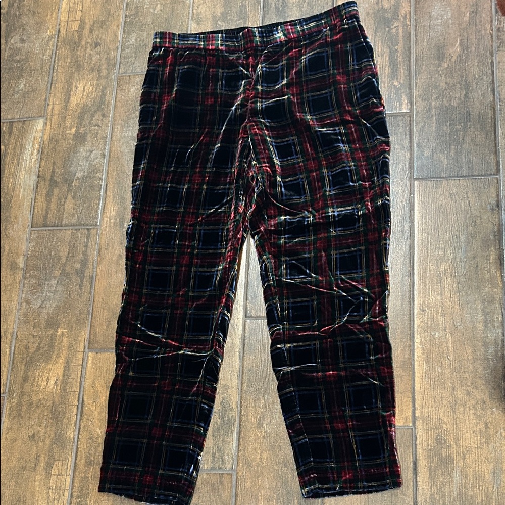 J. Jill Velvet Plaid Straight-Leg Pants - Black & Red
